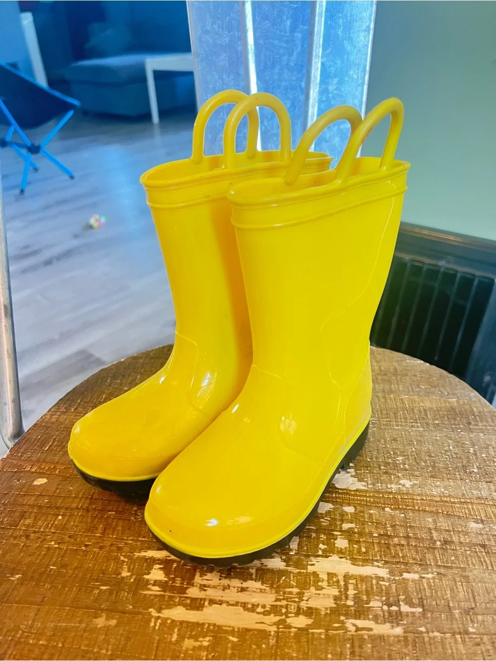 Yellow Kids Rain Boots with Easy-Grab Handles